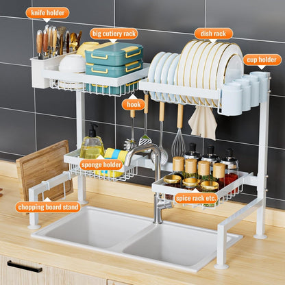 Over Sink Dish Drying Rack, Expandable Large Drying Rack, Suitable 4 Most Sinks