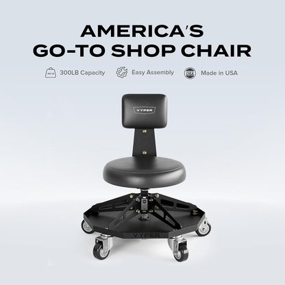 Vyper Robust Steel Sport Shop Chair for Mechanics, Automotive, DIY - 300 lb C...