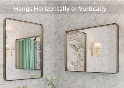 LOAAO 22”X30” Bronze Rounded Rectangle Metal Frame Bathroom Mirror (C5676)