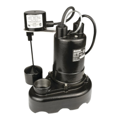 Barracuda 1/3 HP Cast Iron Sump Pump w/ Vertical Switch, BAS33V-1-10, 55 GPM