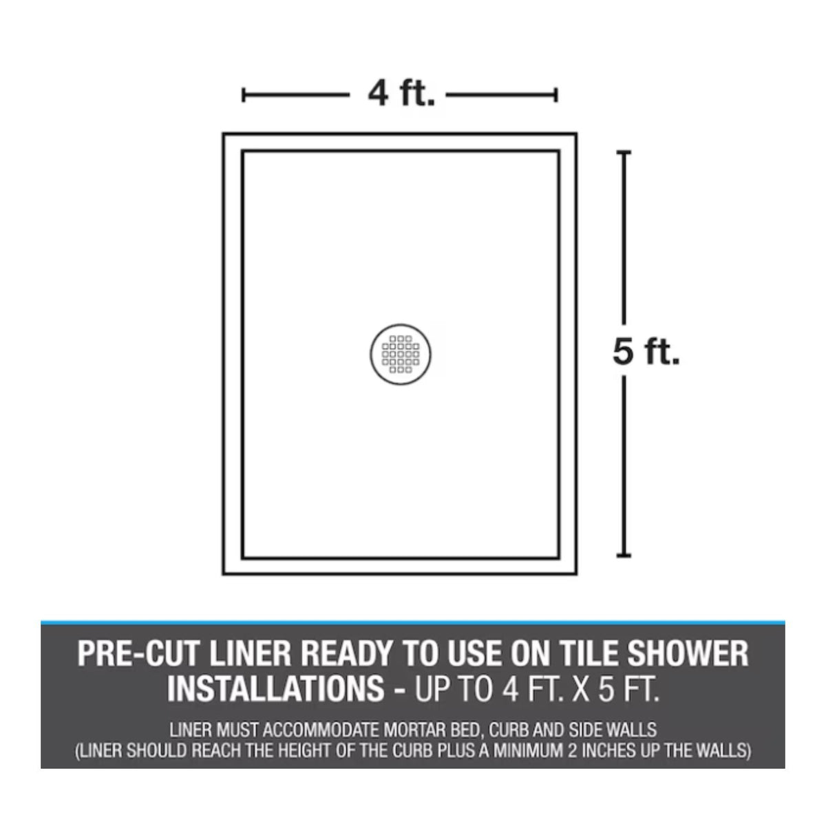 5 Ft. X 6 Ft. Gray Pvc Shower Pan Liner | Oatey Measurement Mil Durable Lines