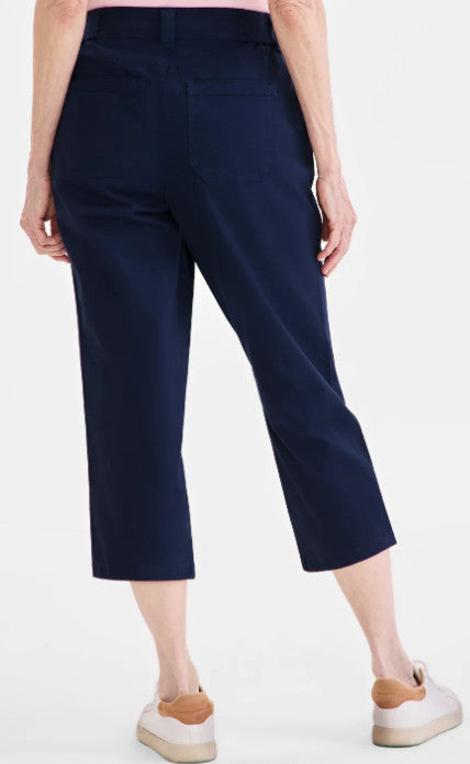 Style & Co Womens Utility Capris, Blue, Black, White, Straight, Mid rise