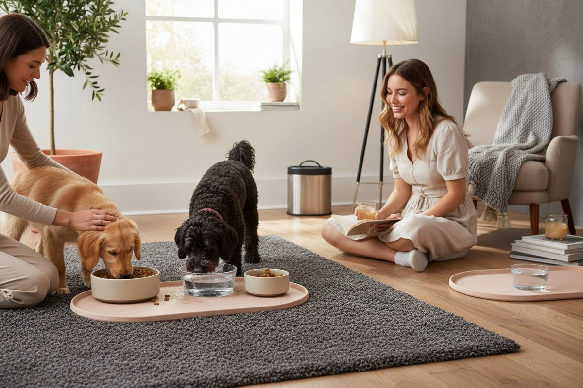 Dog Food Mat Anti-Slip Silicone Dog Bowl Mat Thick Pet Placemat Waterproof 24x14