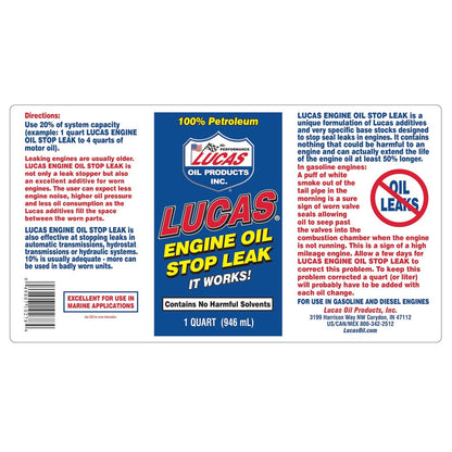 Lucas Oil 10278 Engine Oil Stop Leak - 1 Quart