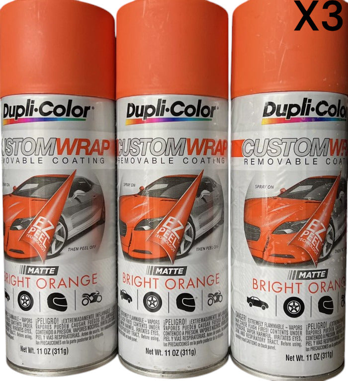 3 Cans Dupli-Color® CWRC806 Matte Bright Orange Custom Wrap 11 oz. Aerosol New