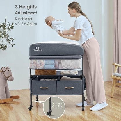 Portable Baby Changing Table with 2 Storage Baskets, Foldable Changing Table ...