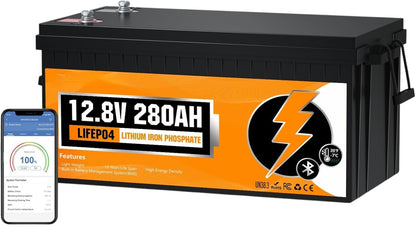 12V 280Ah Bluetooth Low-Temp LiFePO4 Lithium Battery For RV Solar Marine