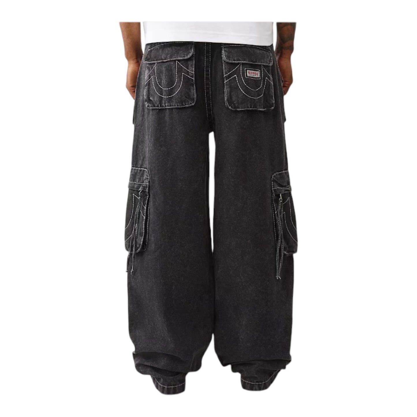 True Religion Carpenter Pants Big T & Super T Baggy Cargo Pants, Black or Canvas