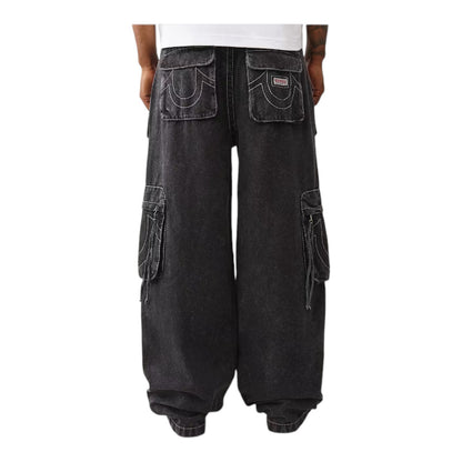 True Religion Carpenter Pants Big T & Super T Baggy Cargo Pants, Black or Canvas