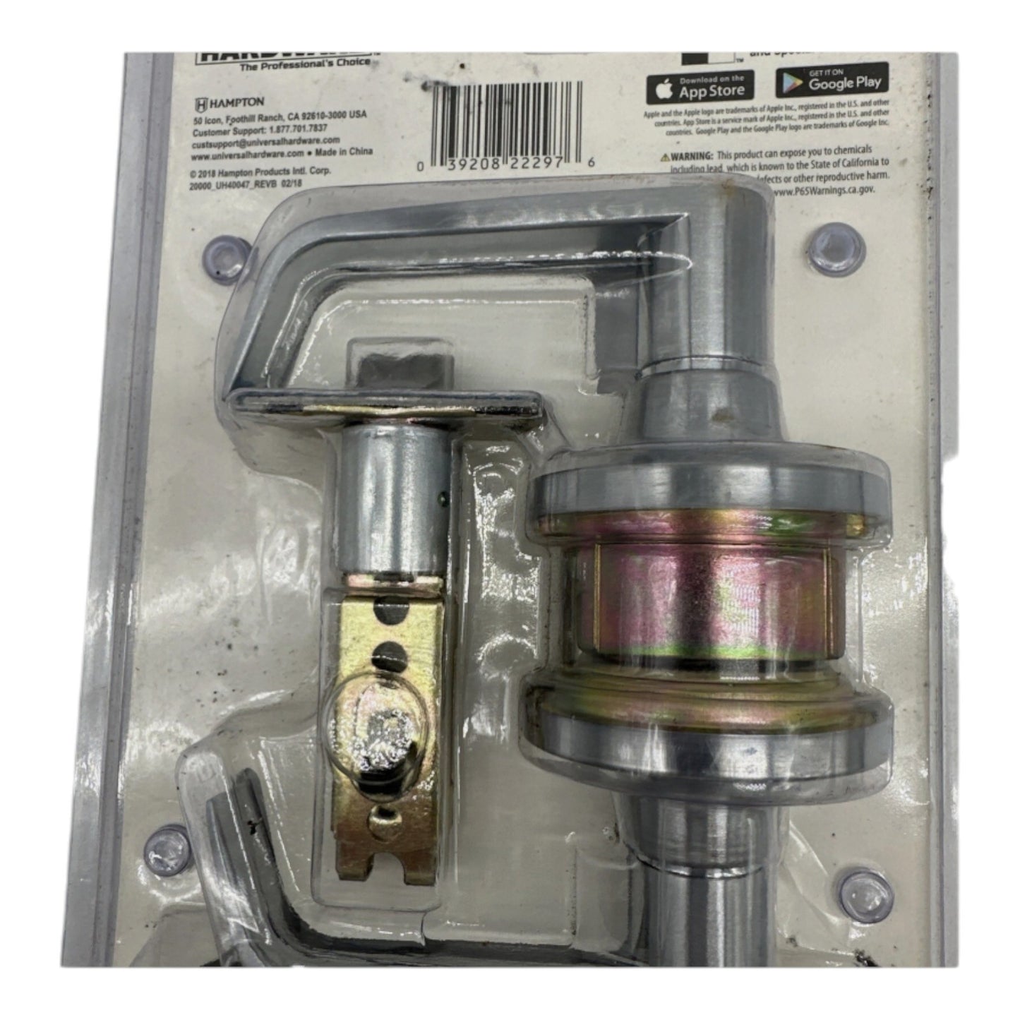 Universal Commercial 2-3/4" Satin Chrome Standard Duty Hall/Closet Door Lever