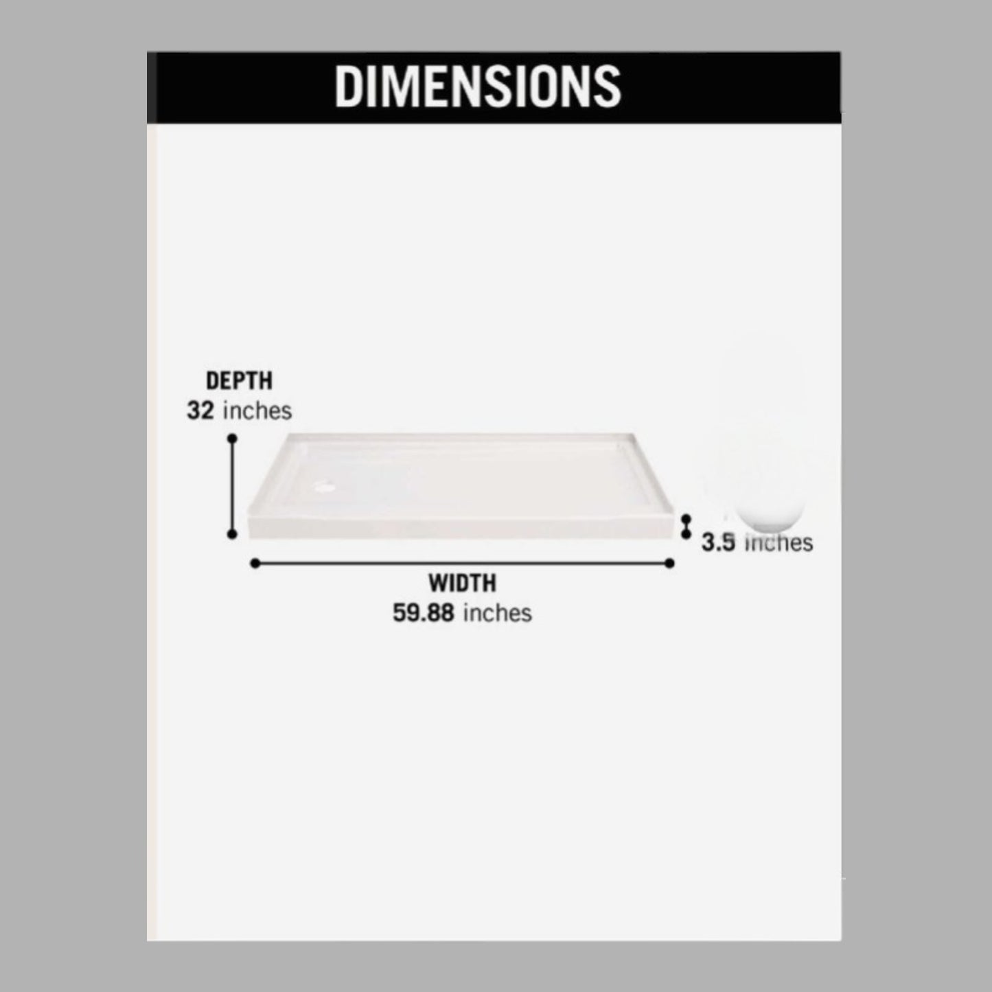 Delta Classic 60 In. L X 32 In. W Alcove Shower Pan W/ Left Drain, Gloss White
