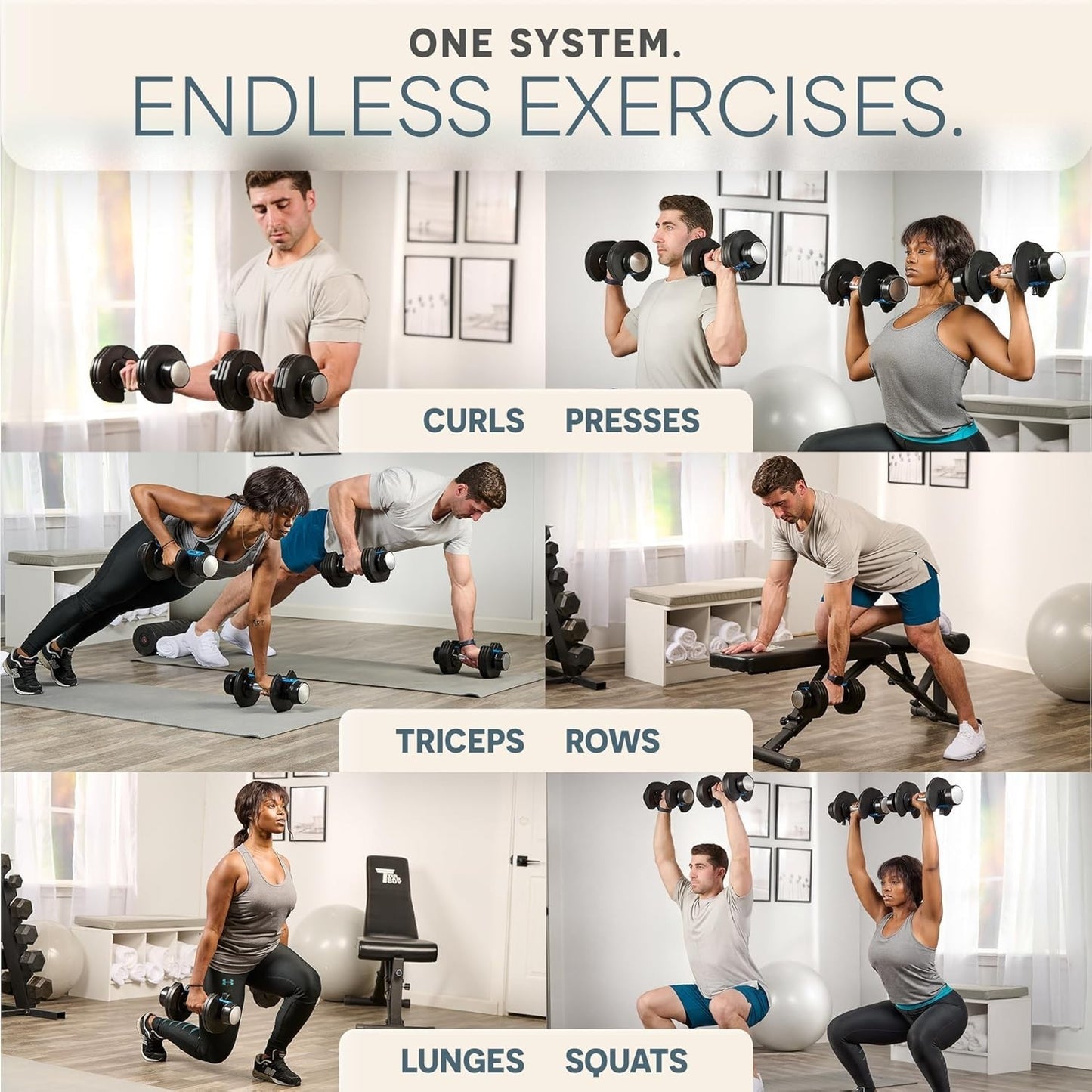 Lifepro Adjustable Dumbbells Set – Quick Adjustment, Set of 2, 5-25 lb ea