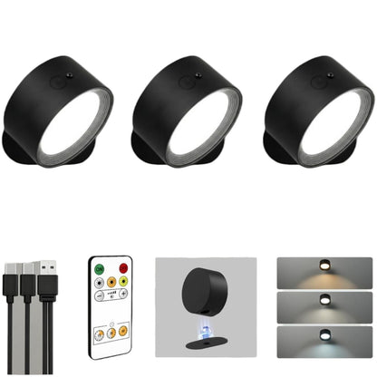 Rechargeable Wall Sconces with Remote, Magnetic Wall Lights, Black, 3 Color Temp