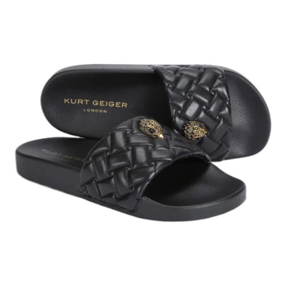Kurt Geiger London Women's Meena black Teddy Eagle Head Slides Sandals