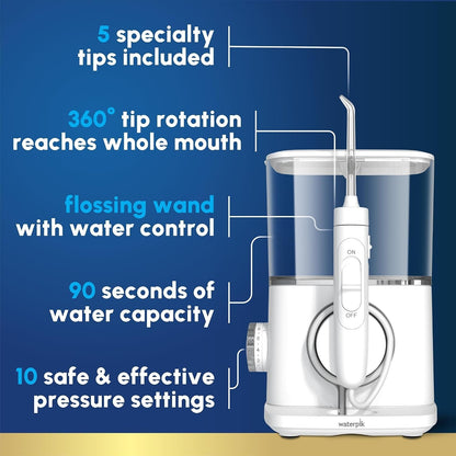 Waterpik Evolution Countertop Water Flosser with 10 Settings, 5 Tips, White