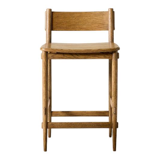 Merritt Solid White Oak Counter Stools with Curved Back by Mermelada Estudio