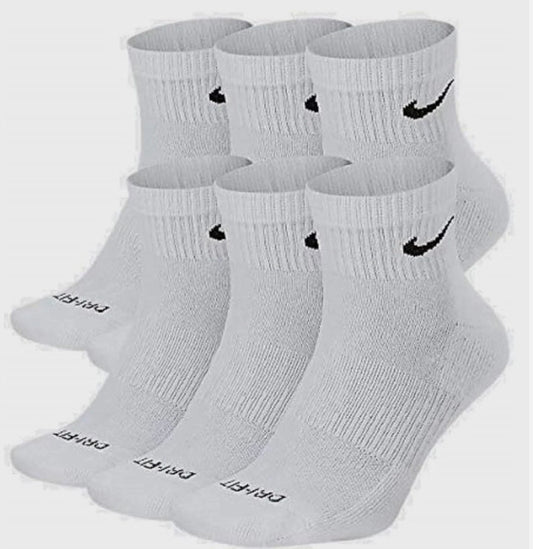 Nike Everyday Plus Ankle Dri-Fit Socks SX6899-100 (WMN 6-10/MEN 6-8) (6 Pairs) M