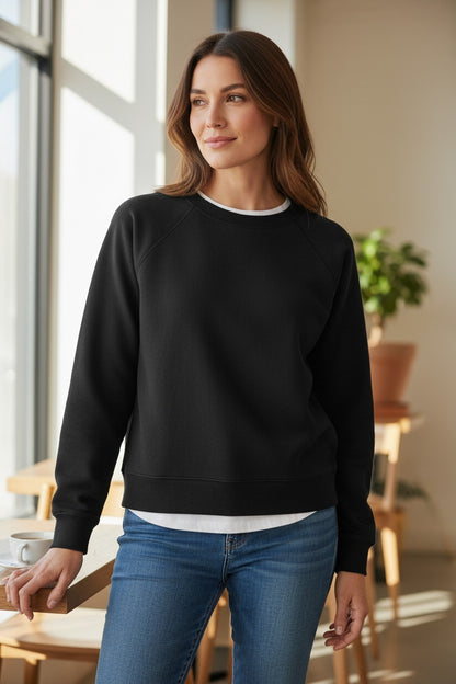 GAP Vintagesoft Raglan Sweatshirt Womens Size S Heather Light Black Boxy NEW