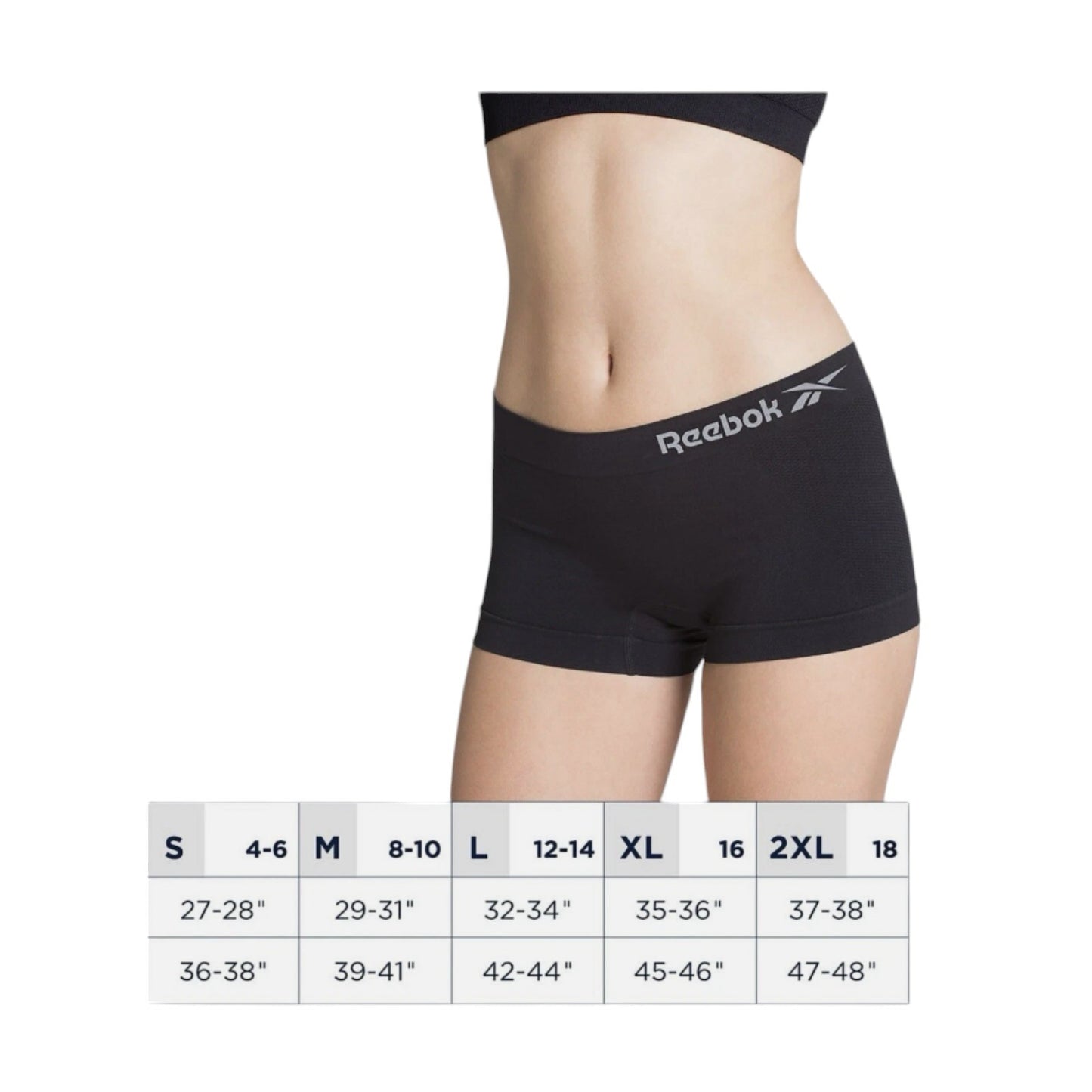 NEW Women's Reebok 5 Pack Seamless Boyshorts White Purple Black Underwear L / XL