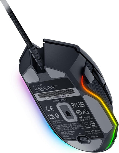 Razer Basilisk V3 Wired Optical Gaming Mouse with Chroma RBG Lighting - Black