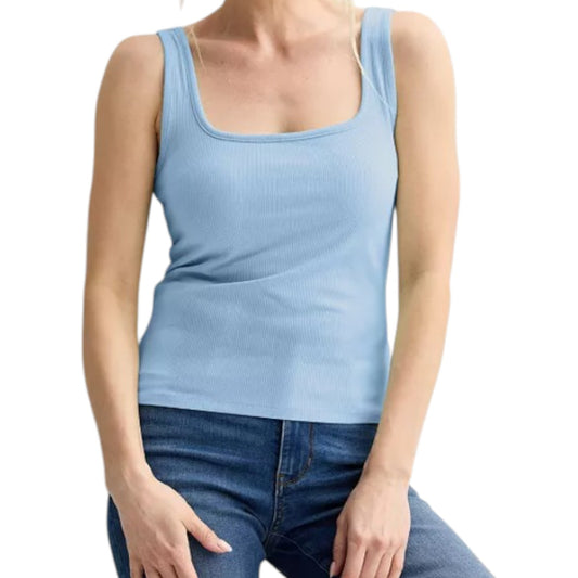Nine West Womens Fitted Rib Square Neck Tank Top - Stella Peri