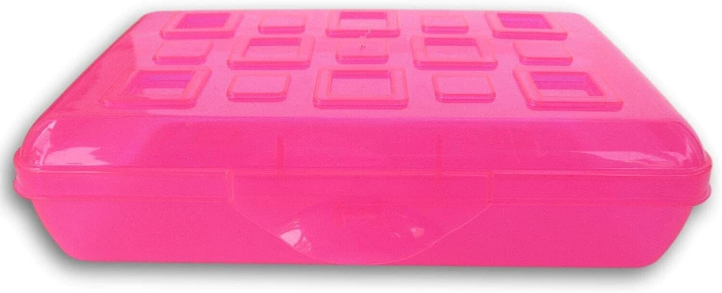 Sterilite Small Pencil Box Plastic, Neon Pink