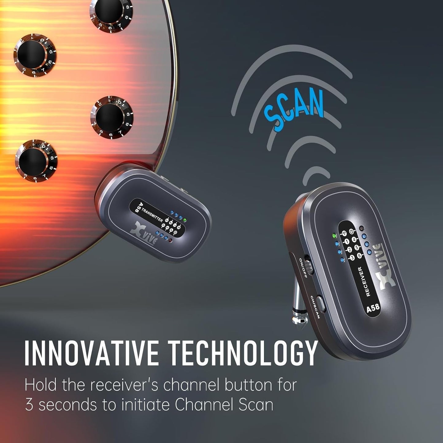 Xvive A58 Wireless Guitar System Black