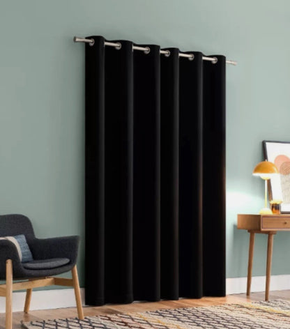 Sun Zero Tedrow 100% Blackout Grommet Black Curtain 2 Panel Pair, 37"W x 63"L