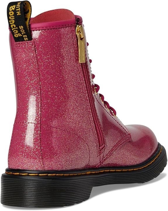 Dr. Martens unisex-child 1460 Lace Up Boot - Fuchsia/Silver/Gold Glitter - 5 Y
