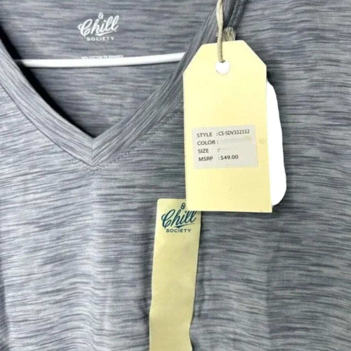 Chill Society Women’s V Neck Tee Size S - M Gray NWT