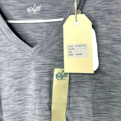 Chill Society Women’s V Neck Tee Size S - M Gray NWT