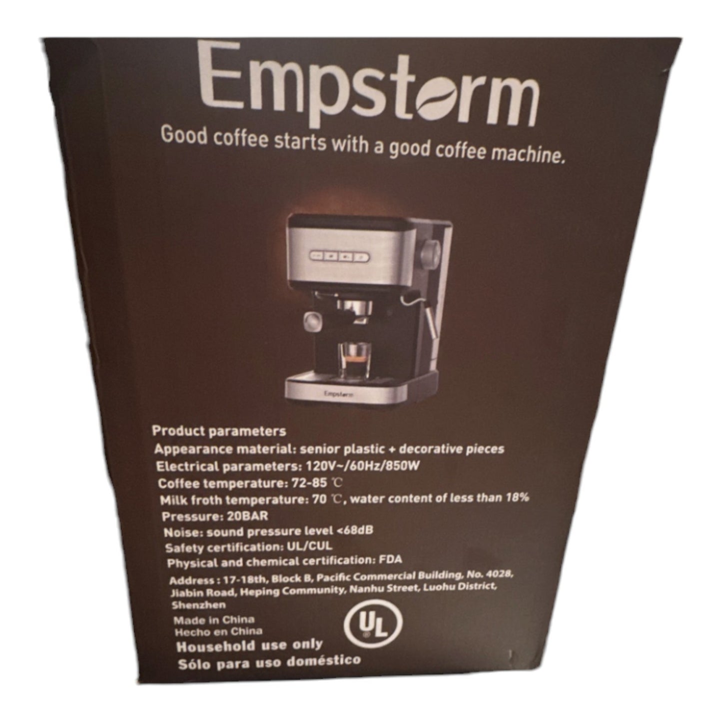 Empstorm Espresso Machine 20 Bar, 2 in 1 Espresso w/Steam pressure coffee Maker