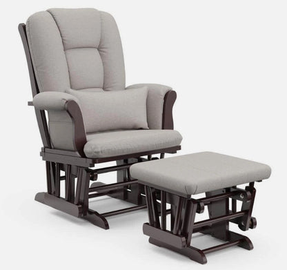 StorkCraft Tuscany Custom Glider and Ottoman in Espresso and Taupe