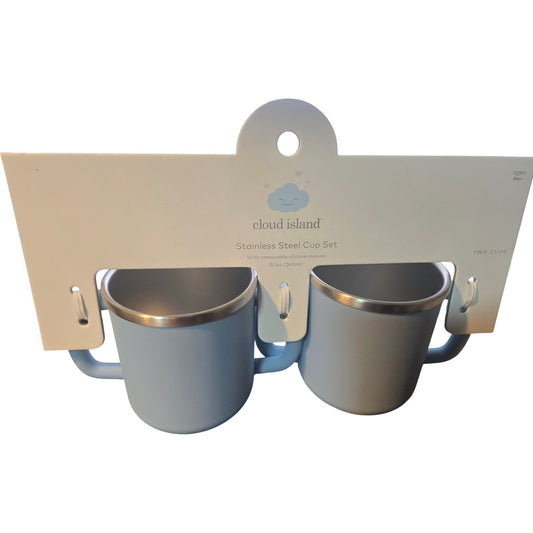 Cloud Island 8.1 oz Stainless Steel Cup w/ Removable Sleeve - Blue- Set of 2