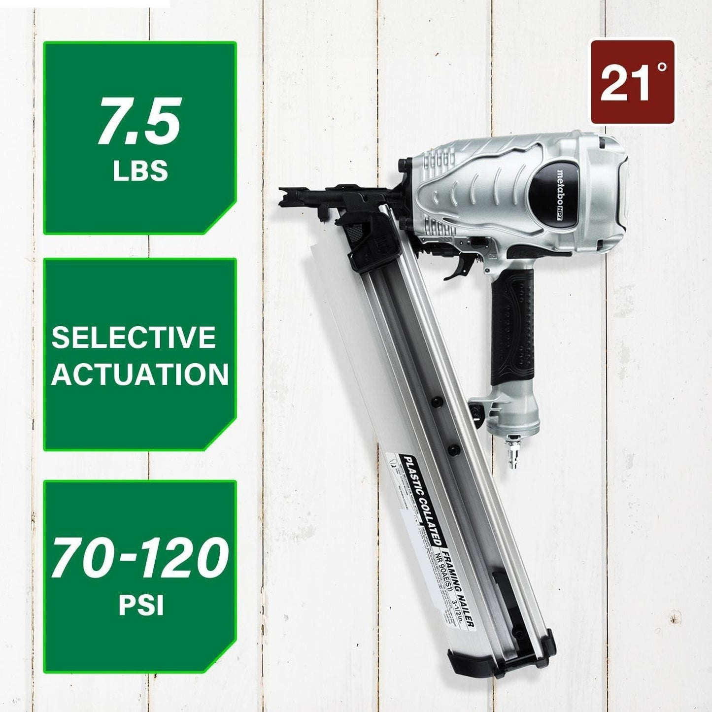 Metabo HPT NR90AES1M 21° 3-1/2" Plastic Collated Framing Nailer New