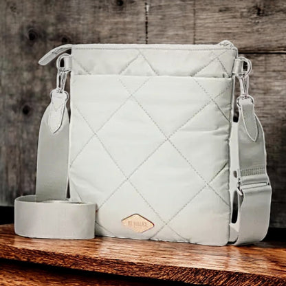 MZ WALLACE Madison Flat Crossbody, Frost - NWT -  Pockets: 6 Inside & 2 Outside