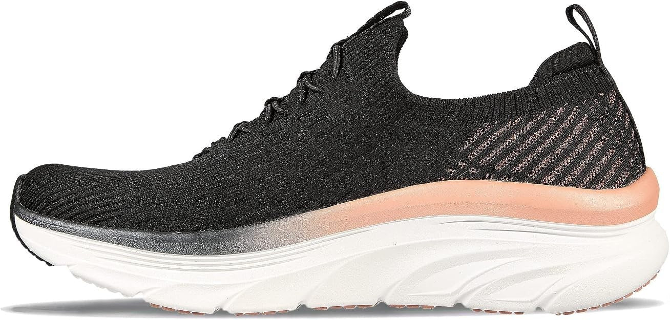 Skechers Women's D'lux Walker Let It Glow Sneaker - 149366 - Black & Rose Gold