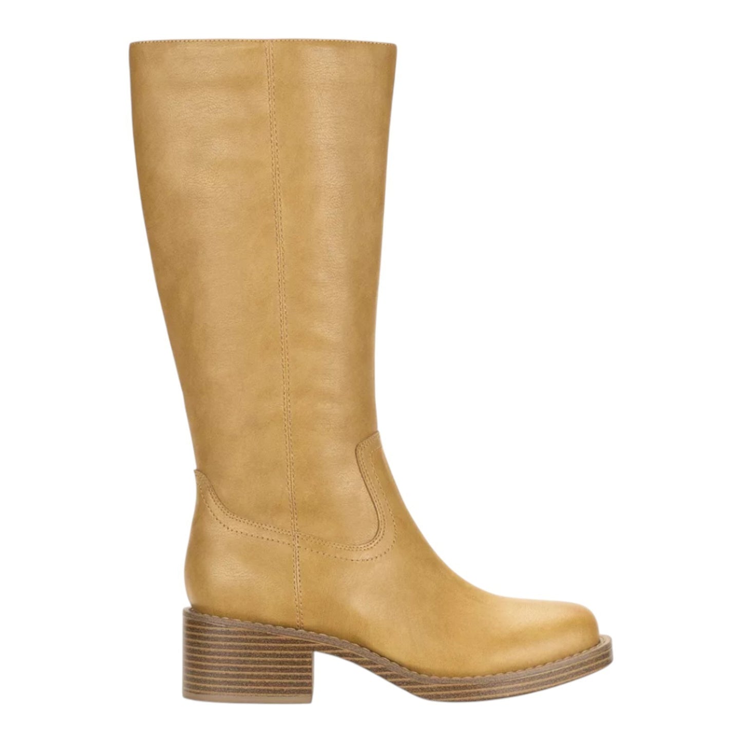 Wild Pair Women's Warblerr Square Toe Tall Boots Block Heel Beige