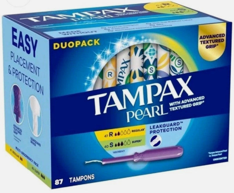 Tampax Pearl Tampons, Duopack, 87 Count