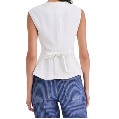 On 34th Women's Crepe Button Front Vest Scoopneck Button Front Vest Drapey