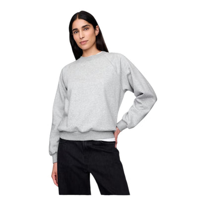 GAP Vintagesoft Raglan Sweatshirt Womens Size S Heather Light Black Boxy NEW