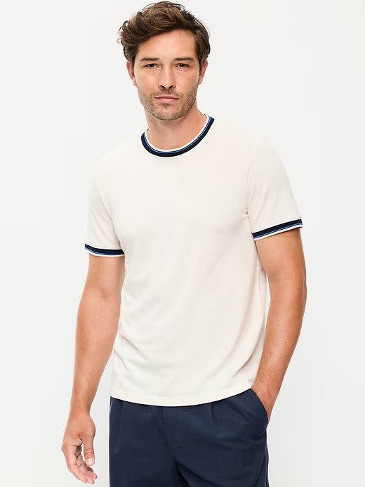 OLD NAVY Men's Crew Neck Trim Ringer Pique T-Shirt Tee NWT, Many colors & Sizes