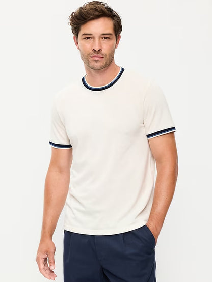 OLD NAVY Men's Crew Neck Trim Ringer Pique T-Shirt Tee NWT, Many colors & Sizes