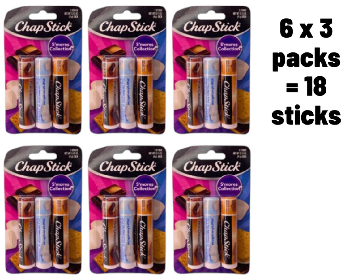ChapStick S'mores Collection Lip Balm Variety 3-Pack x 6  (18 Sticks)