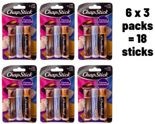 ChapStick S'mores Collection Lip Balm Variety 3-Pack x 6  (18 Sticks)