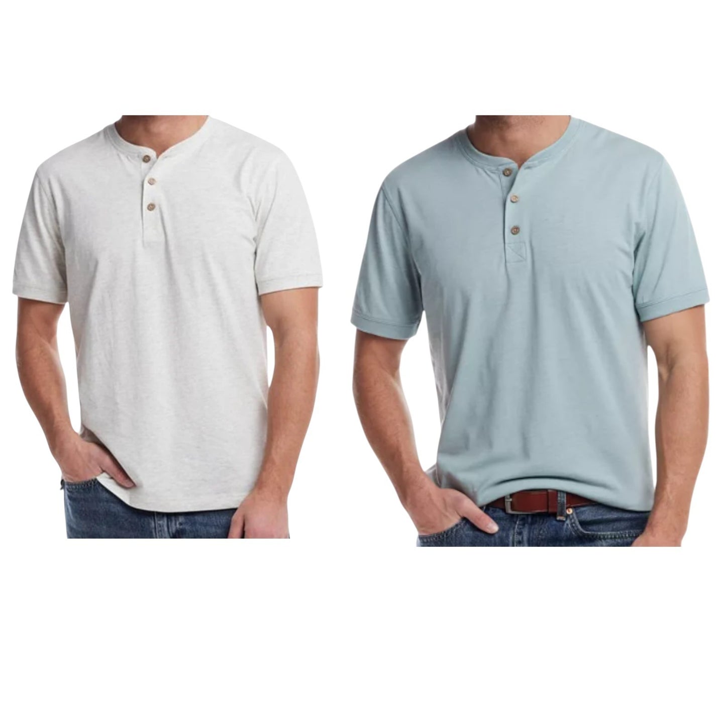 Weatherproof Vintage Men's Short Sleeve Melange Henley Shirt