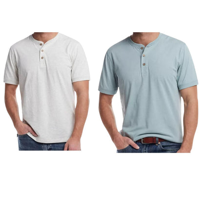 Weatherproof Vintage Men's Short Sleeve Melange Henley Shirt