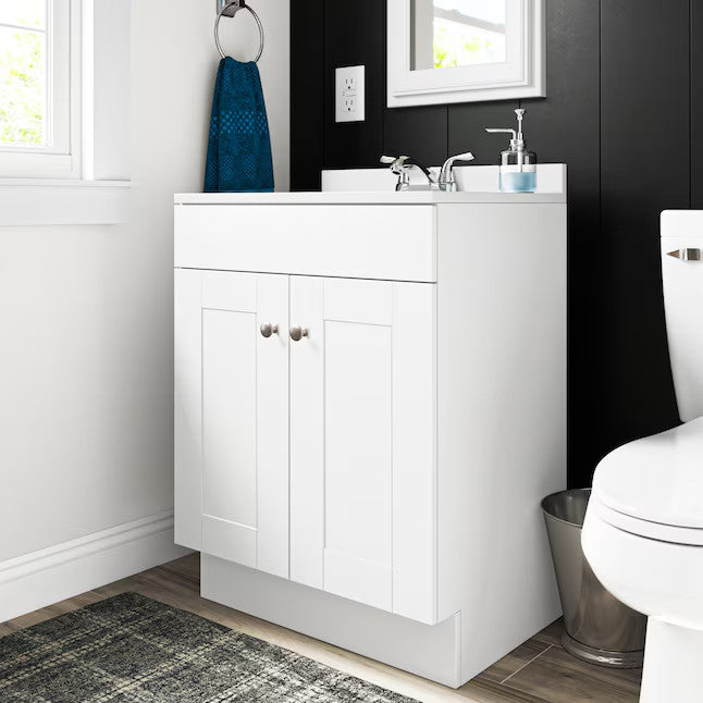 Project Source Dover 24 in White Single Sink Bathroom Vanity with White Top