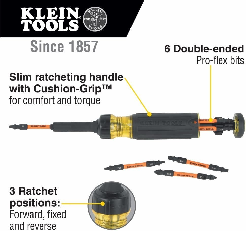 Klein Tools 32313HD 13-in-1 Ratcheting Impact Rated Screwdriver