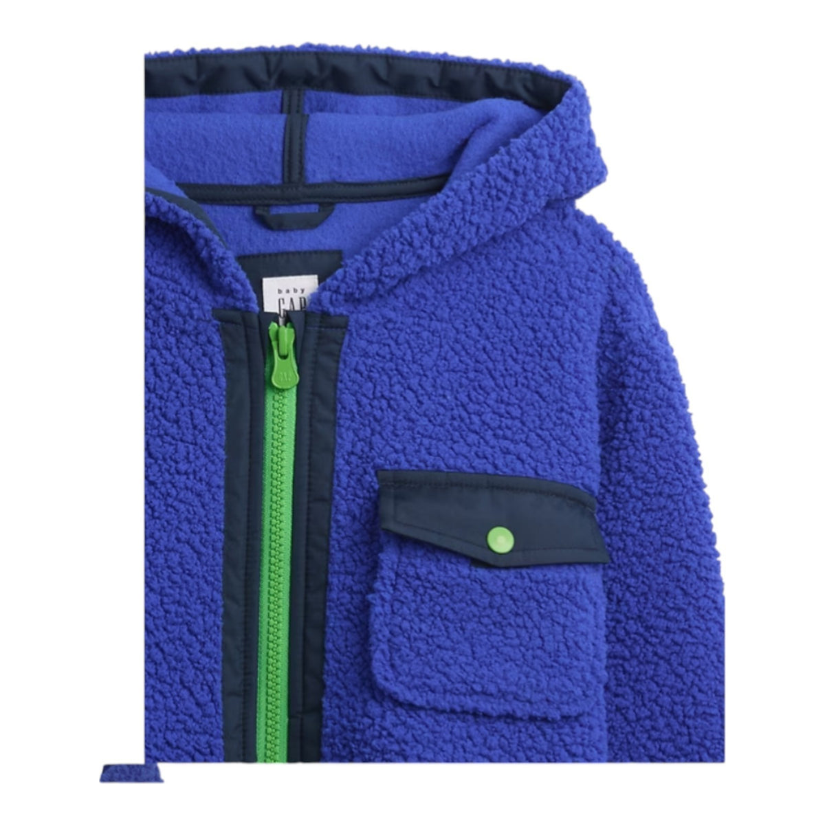Baby gap Sherpa Jacket, Blue, Hooded, Full Zip, Front Pocket,  18-24 Month, NWT